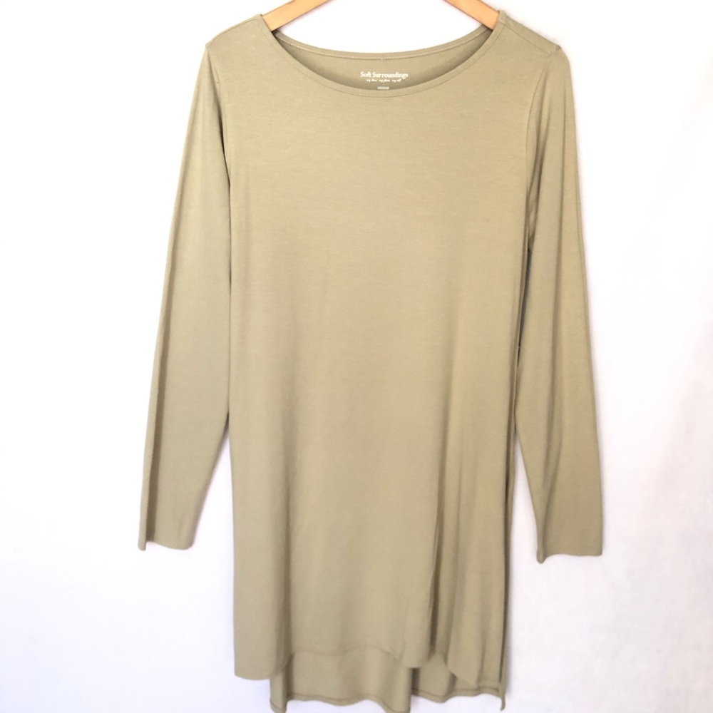 Soft Surroundings Addison Jersey Tunic Top Tan M